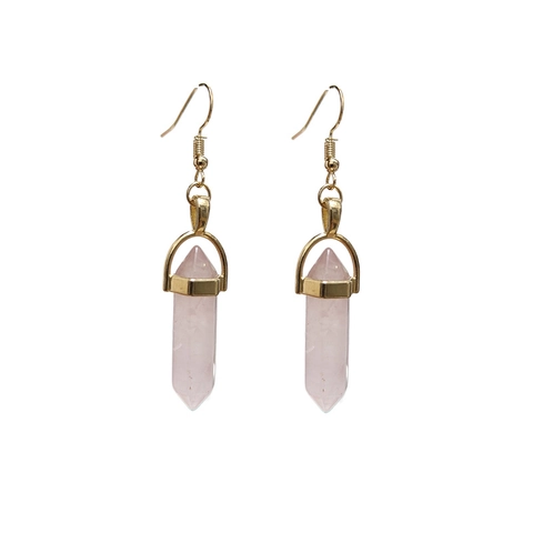 Naturstein Kristall Sechseckige Säule Ohrhänger Goldfarben Metall Haken Ohrringe Für Damen Mode Schmuck Geschenk