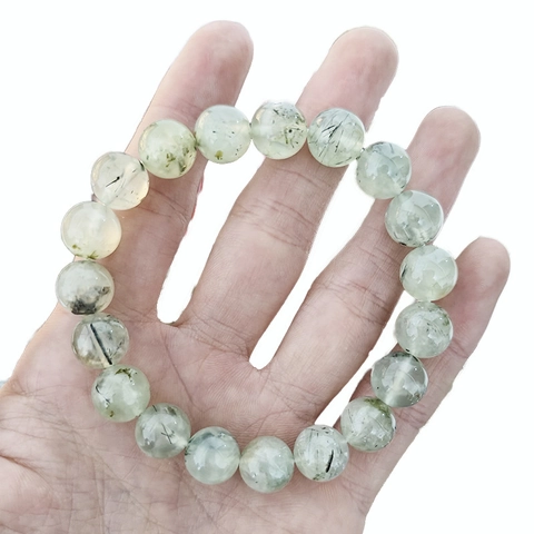 Niche Design Artificial Green Prehnite Style Round Bead Bracelet For Women Birthday Gift Fresh Polished Beaded Jewelry