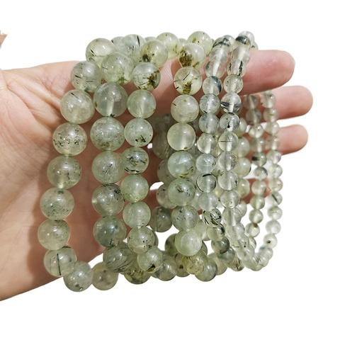 Niche Design Artificial Green Prehnite Style Round Bead Bracelet For Women Birthday Gift Fresh Polished Beaded Jewelry
