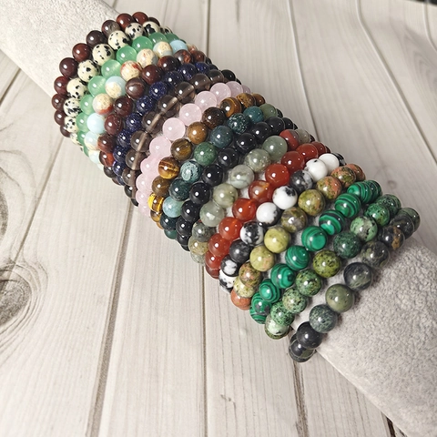 Artificial Crystal Round Bead Stretch Bracelet For Men Women Polished Stone Style Healing Energy Yoga Fashion Jewelry Gift