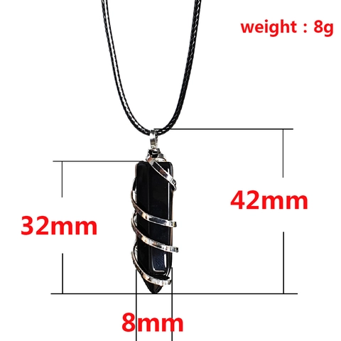 Natürlicher Kristall Sechseckige Säule Drahtgewickelter Anhänger Halskette Legierung Spirale Edelstein Schmuck Für Damen Herren