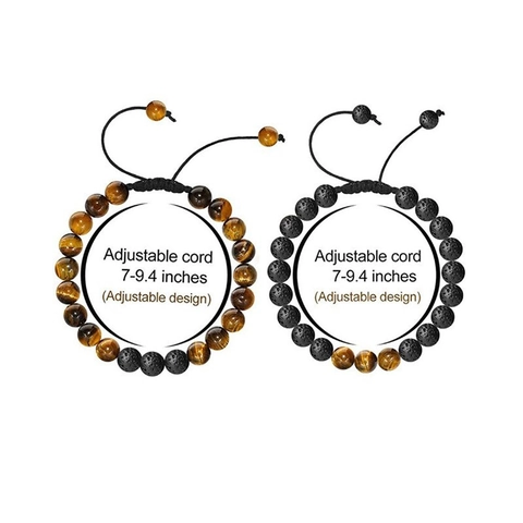 Natural Stone Tiger Eye Volcanic Lava Rock Braided Bracelet Adjustable Essential Oil Diffuser Beads Ethnic Jewelry For Men Women