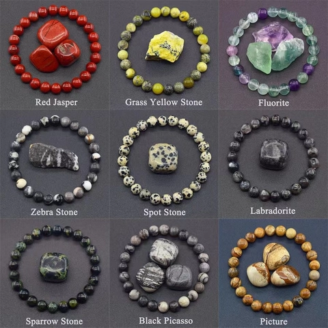 Natural Stone Beaded Bracelet For Women Men 8mm Round Polished Beads Healing Crystal Elastic Rope Handmade Stretch Bracelet Jewelry