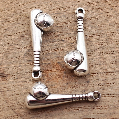 Antique Silver Zinc Alloy Baseball Bat And Ball Charms Retro Sports Style DIY Jewelry Making Pendants Jewelry Findings