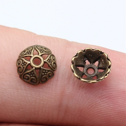 Calottes de Perles en Alliage de Zinc Coeur Ajouré Rétro pour Fabrication Bijoux DIY Bronze Argent Or Antique Perles d'Espacement