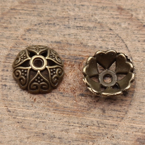 Calottes de Perles en Alliage de Zinc Coeur Ajouré Rétro pour Fabrication Bijoux DIY Bronze Argent Or Antique Perles d'Espacement
