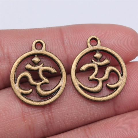 Vintage Metall Om Symbol Runder Anhänger Für DIY Schmuckherstellung Antike Bronze Silber Religiöser Yoga Meditation Schmuck