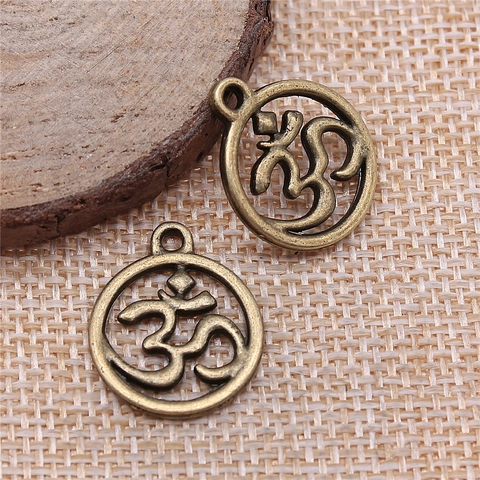 Vintage Metall Om Symbol Runder Anhänger Für DIY Schmuckherstellung Antike Bronze Silber Religiöser Yoga Meditation Schmuck
