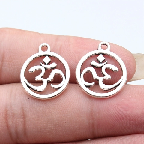 Retro Zinklegierung Om Symbol Anhänger Für DIY Schmuckherstellung Durchbrochen Galvanisiert Antik Silber-Bronze Anhänger