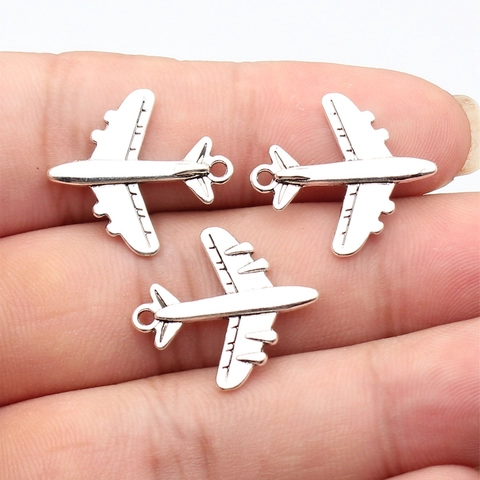 Dijes de Avión de Aleación de Zinc Vintage Colgantes de Avión de Plata Antigua para DIY Collar Pulsera Joyería Haciendo Accesorios