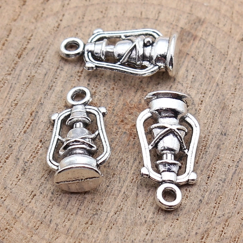Colgantes de Aleación de Plata Antigua Lámpara de Queroseno para Fabricación de Joyas DIY Mini Linterna Retro