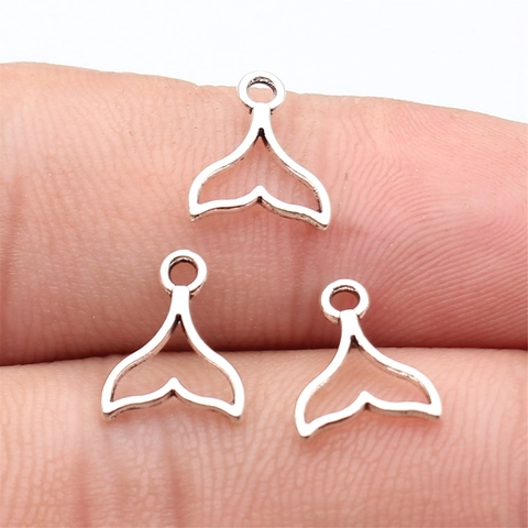 Vintage Zinc Alloy Whale Tail Pendants For DIY Jewelry Making Hollow Design Fish Tail Charms Antique Gold Silver Finish