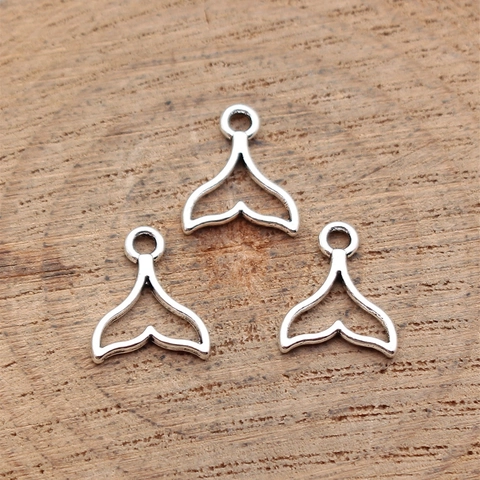 Vintage Zinc Alloy Whale Tail Pendants For DIY Jewelry Making Hollow Design Fish Tail Charms Antique Gold Silver Finish