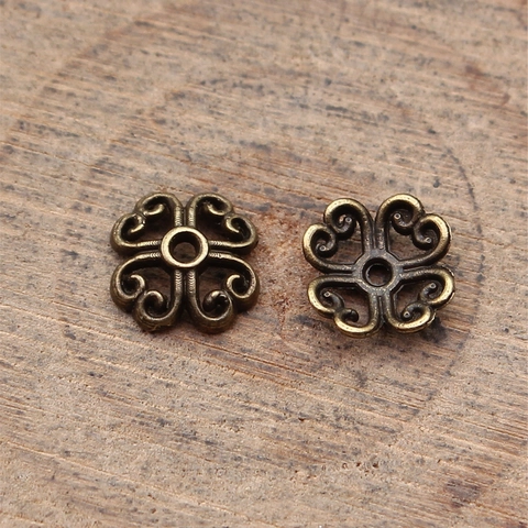 Vintage Alloy Flower Bead Caps Hollow DIY Jewelry Findings Antique Bronze Silver Gold Spacer Beads For Bracelet Making
