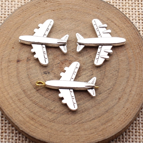 Colgante de Avión de Aleación de Zinc Vintage para Collar Pulsera Joyería DIY Tono Plata Envejecida Accesorio de Avión