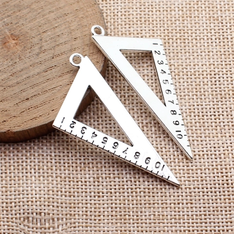 Vintage Antique Silver Triangular Ruler Pendant For DIY Jewelry Making Scale Design Alloy Decorative Craft Accessories