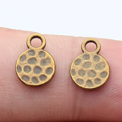 Hammered Round Disc Charms Zinc Alloy Pendants Vintage Mini Circular Tags For DIY Earring Necklace Jewelry Making Accessories