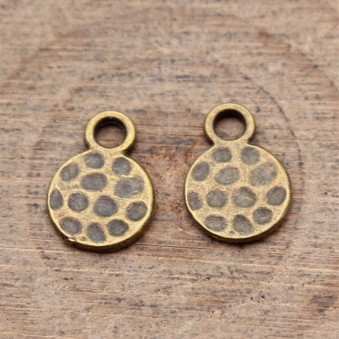 Hammered Round Disc Charms Zinc Alloy Pendants Vintage Mini Circular Tags For DIY Earring Necklace Jewelry Making Accessories