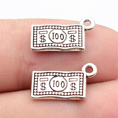 Vintage Antique Silver 100 Dollar Bill Banknote Pendant Charm Zinc Alloy DIY Jewelry Making Accessories For Necklace Bracelet