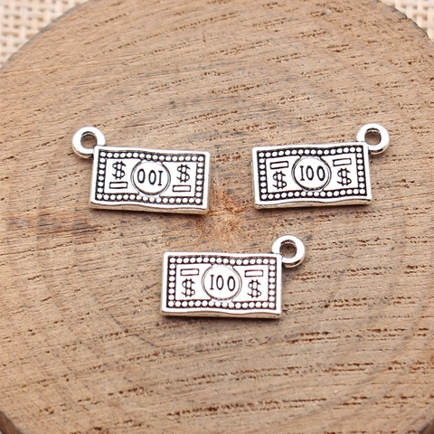 Vintage Antique Silver 100 Dollar Bill Banknote Pendant Charm Zinc Alloy DIY Jewelry Making Accessories For Necklace Bracelet