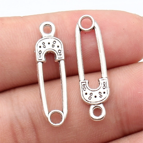 Vintage Zinc Alloy Safety Pin Pendant Charms With Double Loop Dotted Texture For DIY Jewelry Making Necklaces Bracelets Earrings
