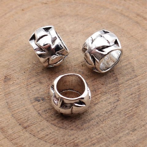 Vintage Zinc Alloy Cross Pattern Large Hole Beads For DIY Bracelet Necklace Antique Metal Finish Pendant Jewelry Accessories