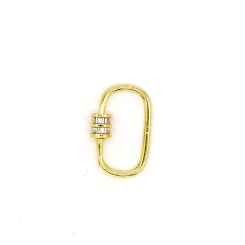Copper Carabiner Clasp Screw Lock Rhinestone Pave DIY Necklace Bracelet Connection Buckle Geometric Jewelry Finding