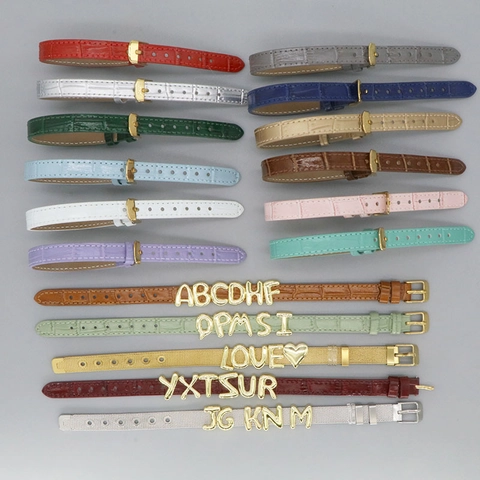 DIY Alphabet Letter Heart Slide Charms For Watch Band Mesh Leather Bracelet Personalized Gold Plated Copper Jewelry For Women