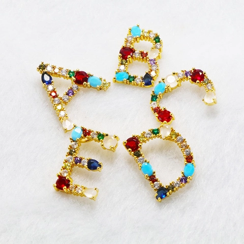 Personalisierte Bunte Strass Initial Halskette Für Damen Vergoldetes Kupfer Alphabet Anhänger Mode Schlüsselbein Kette Schmuck