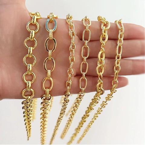 Hip Hop Επιχρυσωμένη Χάλκινη Αλυσίδα 18K για DIY Κατασκευή Κοσμημάτων Αξεσουάρ Κολιέ Βραχιόλι Αλυσίδα Συνδέσμου Σταυρού Rolo Unisex