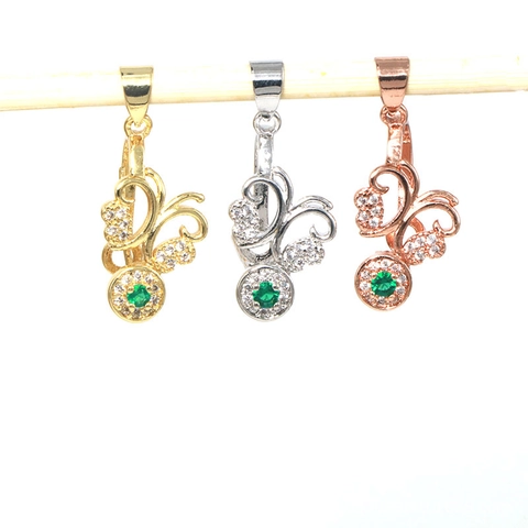 S925 Sterling Silver Copper Butterfly Pendant Clasp Connector For Jade Jewelry DIY Findings With Green Zirconia White Rhinestone