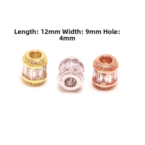 Perline Distanziatrici a Botte Fai da Te Micro Pavé Zirconia Grande Foro Charm per Bracciale Collana Accessorio Creazione Gioielli
