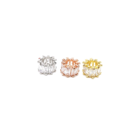 Cuentas Espaciadoras de Cobre con Micro Pavé de Strass para Creación de Joyas Pulsera Collar DIY Pétalo Accesorios