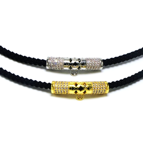 Connettore Fibbia Pendente Amulet Tailandese in Rame con Zirconi Intarsiati Tubo Curvo Design Cavo per Creazione Gioielli Oro Argento