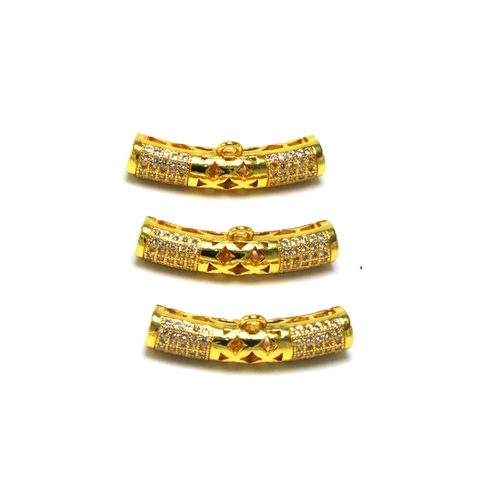 Connettore Fibbia Pendente Amulet Tailandese in Rame con Zirconi Intarsiati Tubo Curvo Design Cavo per Creazione Gioielli Oro Argento