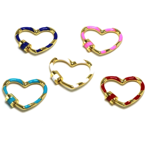 Mode Kupfer Büroklammer-Kette Herz Karabiner Anhänger Halskette Tropföl Emaille Schraubverschluss Ketten Für Damen Herren Schmuck
