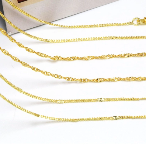 Minimalistische Kupfer Halskette Kette Gold Silber Roségold Galvanisiert Wasserwellen Halskette Für Damen Herren Mode Schmuck Geschenk