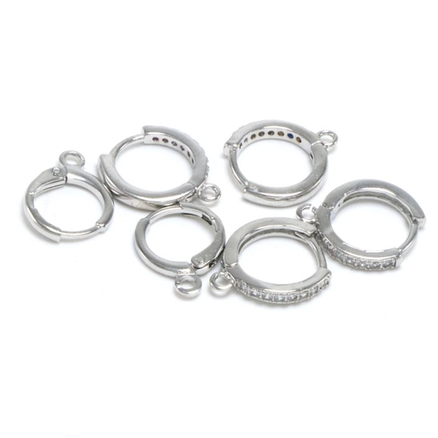 Copper DIY Earring Hooks Rhinestone Inlaid Leverback Earring Findings For Jewelry Making Gold Platinum Hoop Earring Components