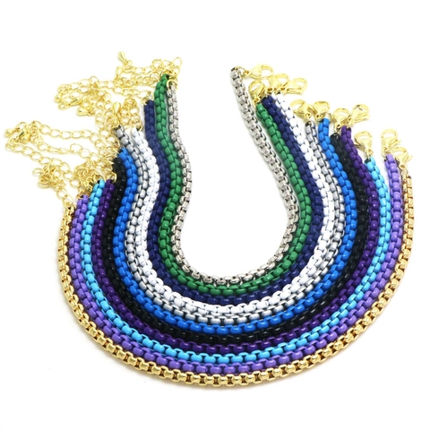 Bohemian Candy Color Copper Bracelet For Women Ins Fashion Dopamine Style Geometric Lacquered Box Chain Jewelry Souvenir