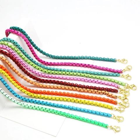 Bohemian Candy Color Lacquered Copper Box Chain Necklace For Women Vibrant Fashion Dopamine Style Jewelry Clavicle Chain