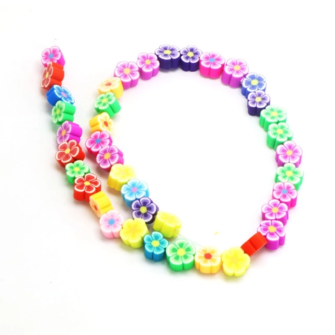 Handmade Polymer Clay Beads Mixed Colorful Flower Smile Face Fruit Slices Heart Star Printed DIY Jewelry Making Loose Beads Accessories