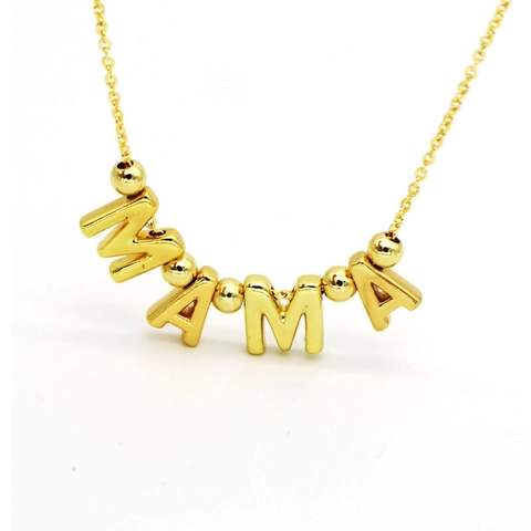 Gold Copper MOM MAMA Letter Pendant Necklace Bracelet Colorful Zirconia Inlaid Safety Pin Clasp Jewelry Mother Day Gift For Women