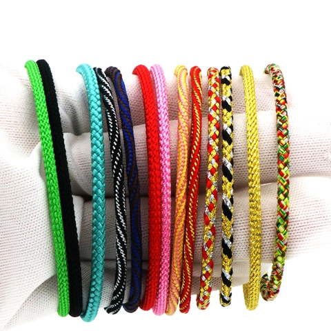 Handmade Braided Rope C-Shaped Open Bracelet For Women Ethnic Fiber Cord Bracelet With Gold Metal Ends DIY Jewelry Accessory