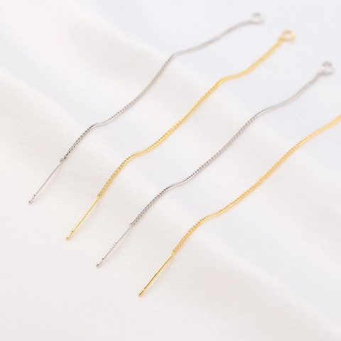 Minimalist Copper Gold Plated Ear Threaders With 925 Sterling Silver Earring Post For DIY Jewelry Making Findings Accessories