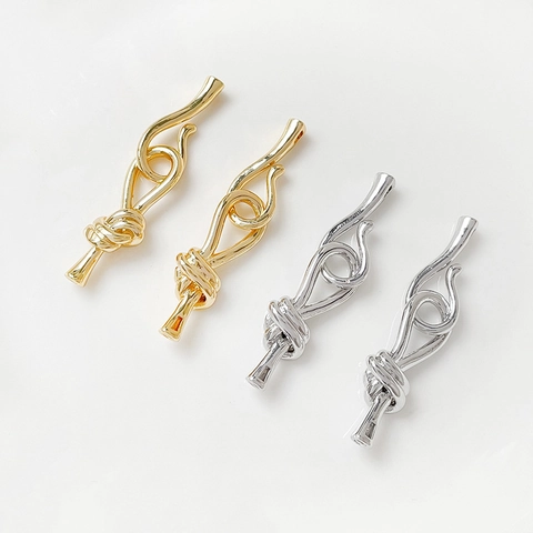 14K Vergoldetes Kupfer Knoten Knebelverschluss Verbinder Für Künstliche Perlenkette Armband DIY Schmuckherstellung Zubehör