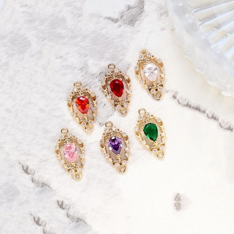 Vintage Palast Stil Tropfen Kupfer Anhänger Mit Mehrfarbigen Strass Für DIY Schmuckherstellung Halsketten Ohrring Verbinder