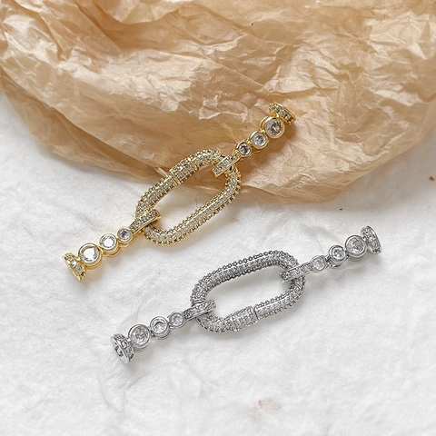 Copper Gold Plated Rhinestone Artificial Pearl DIY Jewelry Connector Clasp For Handmade Necklace Bracelet Craft Accessories