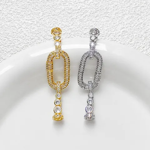 Koperen Vergulde Strass Kunstparel DIY Sieraden Connector Sluiting Voor Handgemaakte Ketting Armband Knutselaccessoires