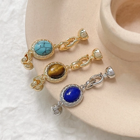 18K Verguld Koper Natuursteen Magnetische Sluiting Sieraden Connector Voor DIY Ketting Armband Benodigdheden Vintage Boheems Accessoires