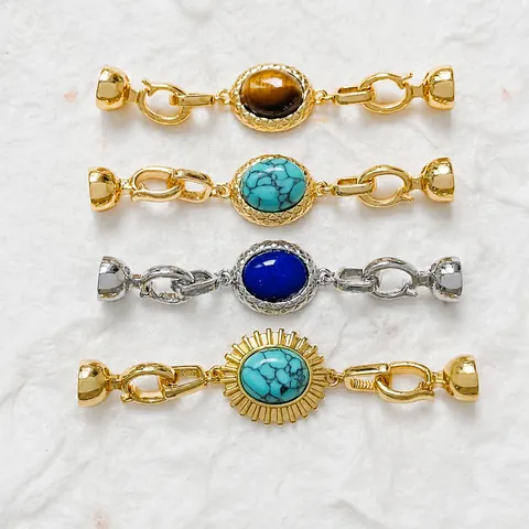 18K Verguld Koper Natuursteen Magnetische Sluiting Sieraden Connector Voor DIY Ketting Armband Benodigdheden Vintage Boheems Accessoires